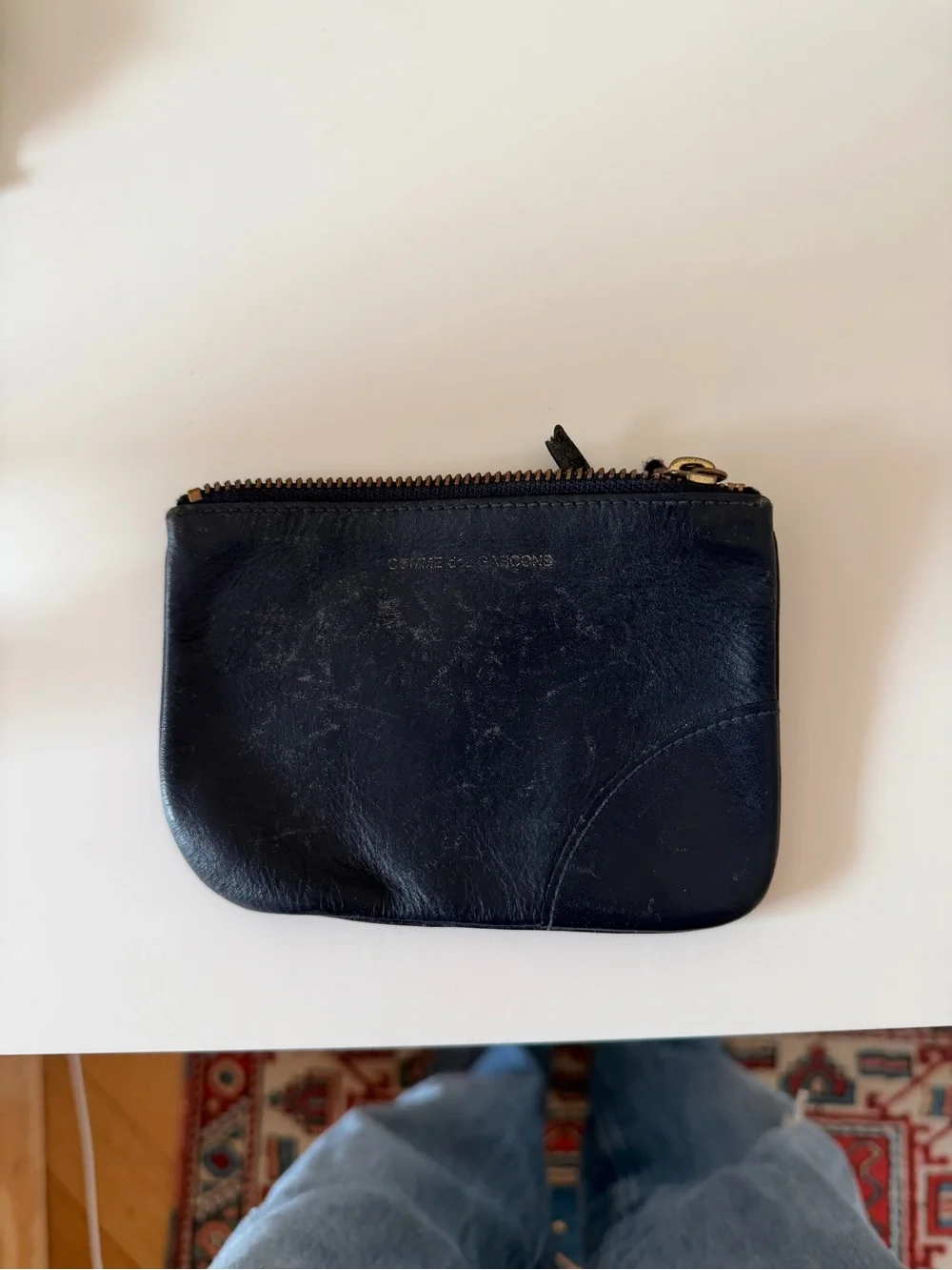 Comme des Garcons Black Leather Zip Pouch